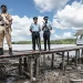 Inspector Marcel Sandy, Sgt Charles Walker, left, and Constable Alester Prestano on the Guyanese border at Imbotero Credit: Simon Townsley