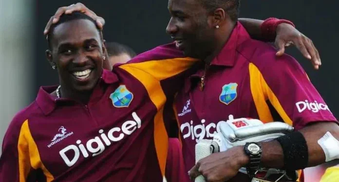 L-R Kieron Pollard, Dwayne Bravo