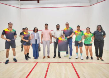 President Irfaan Ali with the Squash team