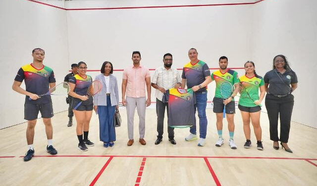 President Irfaan Ali with the Squash team