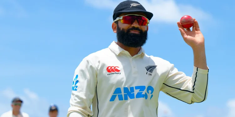 Ajaz Patel after taking a five wicket bag vs Sri Lanka in 2024 | Photo: SL Cricket/Photosport
