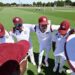 West Indies' captain Roston Chase (C) talks to his players before the start of play against New Zealand on Day 4 of their Test match in Christchurch, New Zealand, on December 5. (via AP) -
West Indies' captain Roston Chase (C) talks to his players before the start of play against New Zealand on Day 4 of their Test match in Christchurch, New Zealand, on December 5. (via AP)
