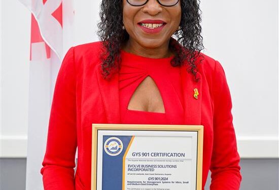 Founder and Chief Executive Officer of Evolve Business Solutions Inc., Avia Maria Lindie with the GYS 901 certificate