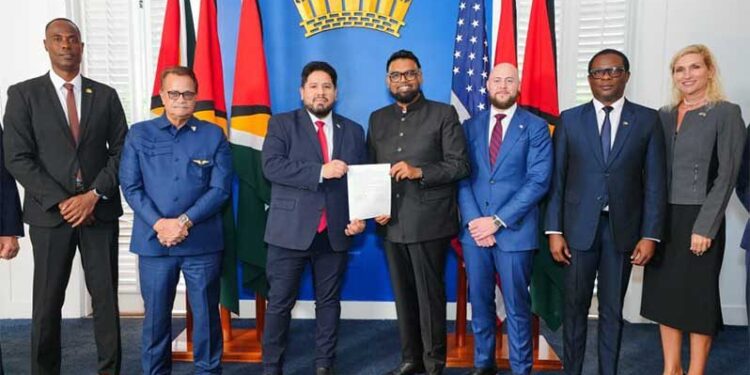 Guyana and the United States signed a Statement of Intent to expand joint military on December 9, 2025 cooperation (Govt photo)