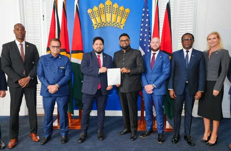 Guyana and the United States signed a Statement of Intent to expand joint military on December 9, 2025 cooperation (Govt photo)
