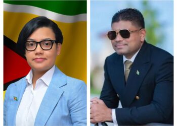 L-R Minister Susan rodrigues and WIN leader Azruddin Mohamed
