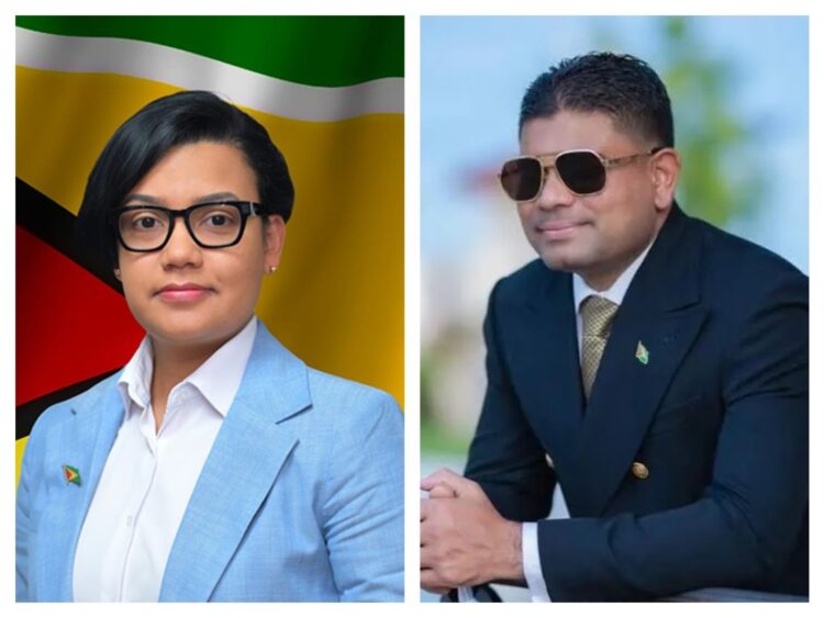 L-R Minister Susan rodrigues and WIN leader Azruddin Mohamed