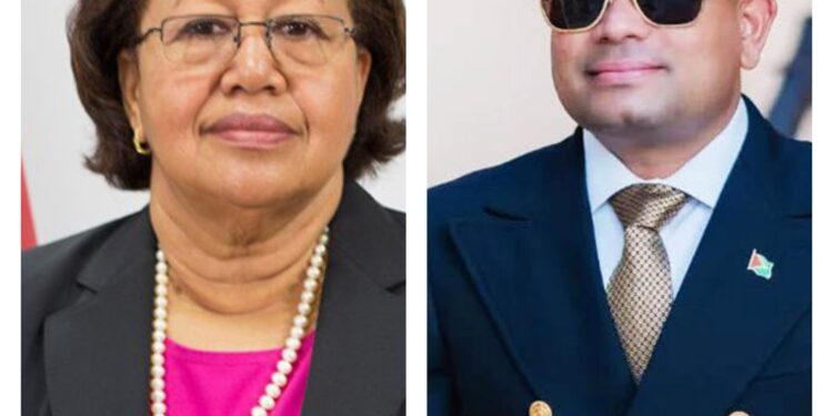 L-R Dr. Carla Barnett CARICOM Secretary General and Mr. Azruddin Mohamed Member of Parliament