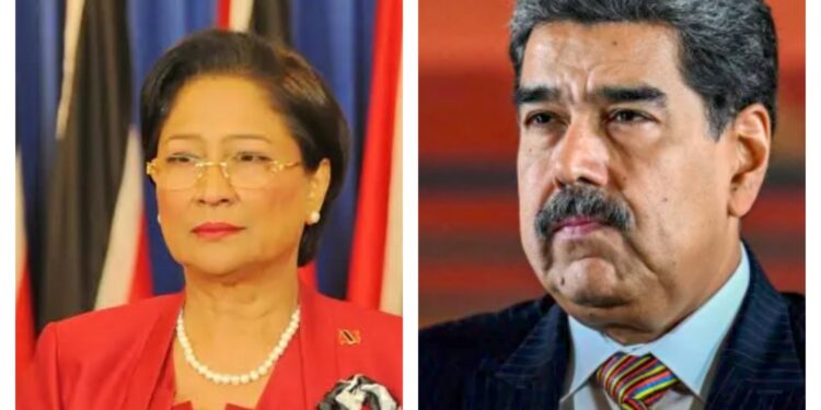 L-R Trinidad and Tobago President Kamla Persad-Bissessar and Venezuela President Nicolás Maduro
