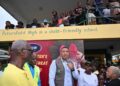 Prime Minister, Dr. the Most Hon. Andrew Holness (centre) addresses residents at the Petersfield High School in Westmoreland on Saturday (December 13) during the Prime Minister's Christmas Treat. Photo: RUDRANATH FRASER