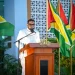 President Dr Mohamed Irfaan Ali addresses a massive audience at the Arthur Chung Conference Centre (ACCC)