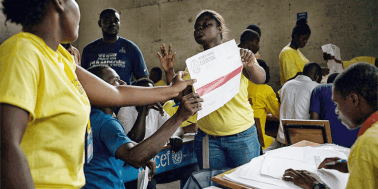 Archive photo: Officials in Haiti counting ballots at the end of polling on election day