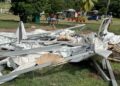 The tent connected to Opposition Leader and MP for the area, Jamale Pringle, at Morris Bay that was destroyed by the Develppment Control Authority allegedly upon the instructions of Prime Minister Gaston Browne.