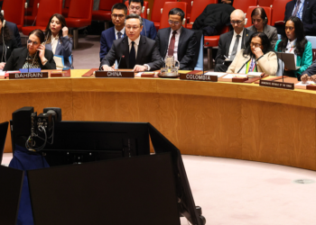 Sun Lei, China's deputy permanent representative to the UN, speaks during a UN Security Council meeting at the UN headquarters in New York, January 15, 2026. /VCG