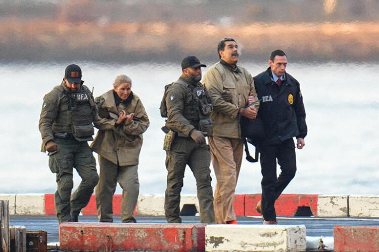 Venezuelan president Nicolas Maduro and his wife, Cilia Flores, are escorted by federal agents in Manhattan, New York City, on Monday. (XNY / Star Max / GC Images via Getty Images)
© XNY
