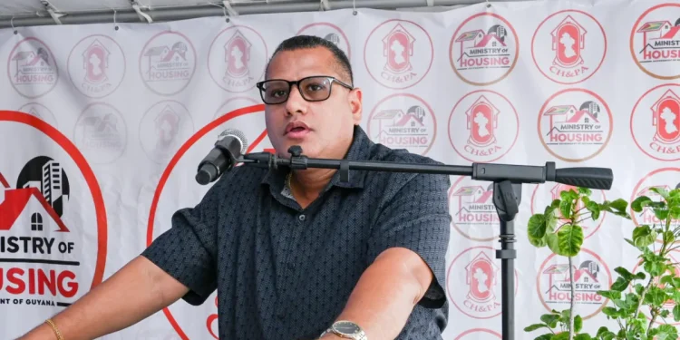 Minister of Housing, Collin Croal, during the launch of the Hyde Park Homestead Project