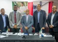 Board Member Peter Pompey (far left), along with the GMSA’s President, Rafeek Khan, Vice President, Ramsay Ali, Executive Director, Govindra Raghubansi, and board member Zahid Khan