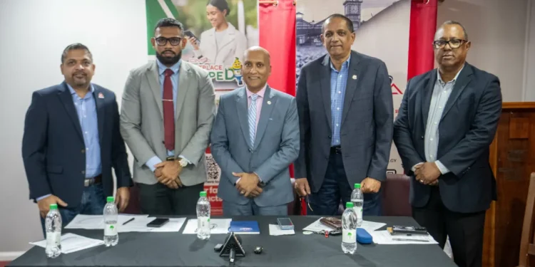 Board Member Peter Pompey (far left), along with the GMSA’s President, Rafeek Khan, Vice President, Ramsay Ali, Executive Director, Govindra Raghubansi, and board member Zahid Khan