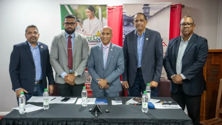 Board Member Peter Pompey (far left), along with the GMSA’s President, Rafeek Khan, Vice President, Ramsay Ali, Executive Director, Govindra Raghubansi, and board member Zahid Khan