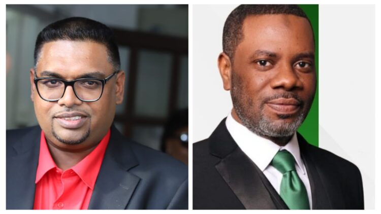 L-R President Irfaan Ali and K. Sharma Solomon MP (APNU)
