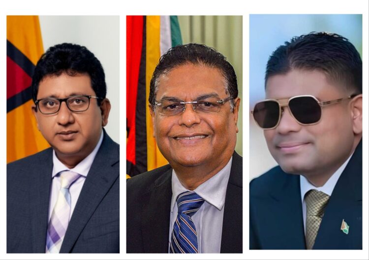 L-R AG Anil Nandlall, Speak Manzoor Nadir, WIN Leader Azruddin Mohamed