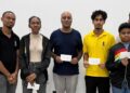 (L-R) Anthony Drayton, Jessica Callendar,Rawle Allicock, Kyle Couchman, Aidan Tinnie, Roberto Neto