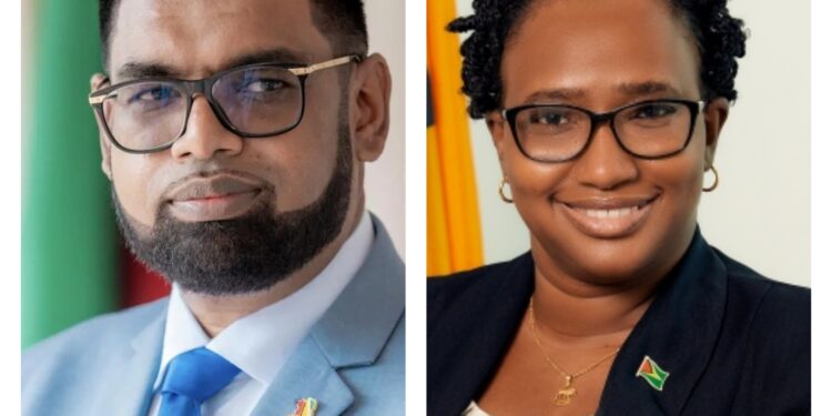 President Irfaan Ali and Annette Ferguson Former Minister of Parliament