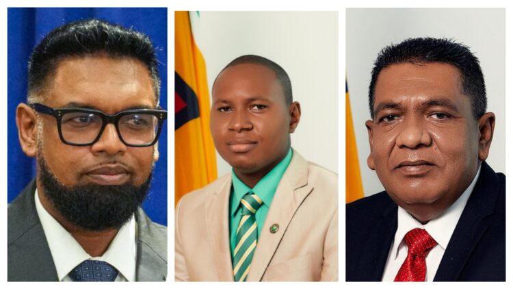 President Irfaan Ali , Member of Parliament Vinceroy Jordan and Minister of Agriculture Zulfikar Mustapha