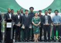 Vice-Chancellor Professor Paloma Mohamed Martin along with the University of Guyana Under-19 Cricket Team that competed in Barbados, and UG’s Sports Director, Osafa Dos Santos at UG’s Annual Dinner and Sports Awards Ceremony.