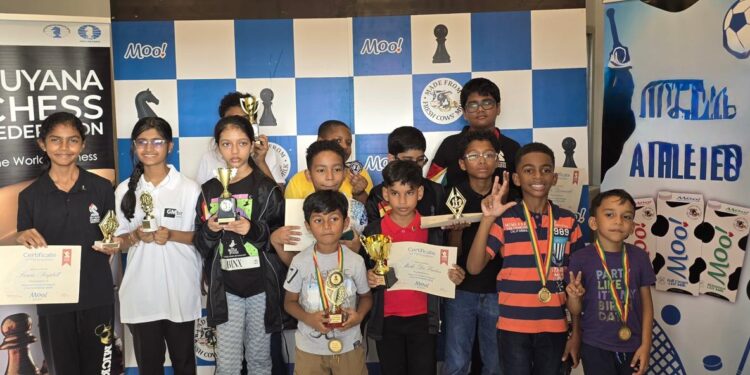 Prize winners for MOO! Milk sponsored the National U12 Chess Tournament