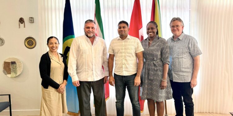 Azruddin Mohamed, Leader of the We Invest in Nationhood (WIN) Party, along with Members of Parliament Tabitha Sarabo-Halley and Dawn Hastings-Williams, met with Canadian High Commission representatives on Monday, January 12, 2026. The delegation was received by Sébastien Sigouin, Canadian High Commissioner to Guyana, and Daniel Bood, Political Counsellor