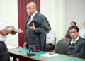 L-R Requesting state lead counsel, Terrence Williams KC and Attorney General Anil Nandlal SC