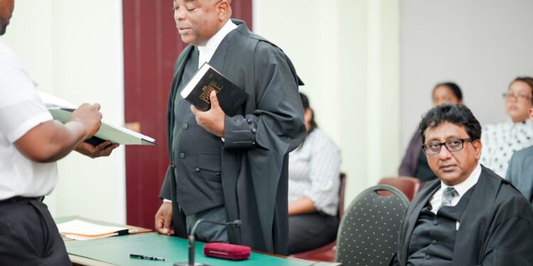 L-R Requesting state lead counsel, Terrence Williams KC and Attorney General Anil Nandlal SC