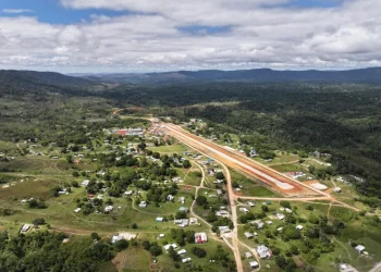 The runway is 2,500 feet long and 50 feet wide, constructed with six inches of rigid paved concrete
