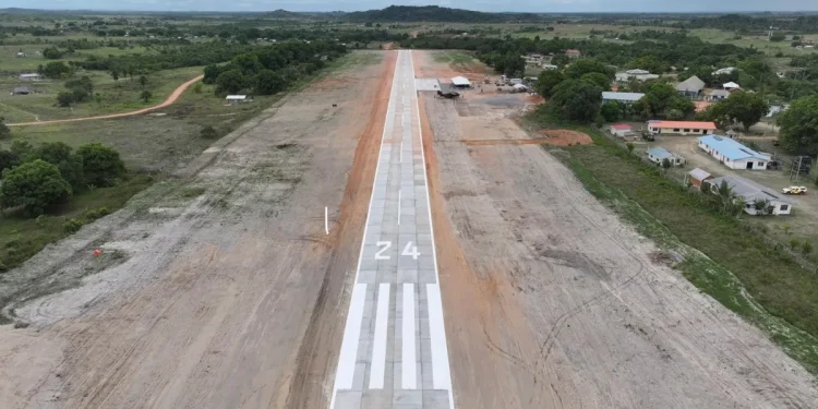 The rehabilitated airstrip features a reinforced concrete surface with a runway length of 2,500 feet and a width of 50 feet, along with a 200-foot by 50-foot apron (DPI photo)