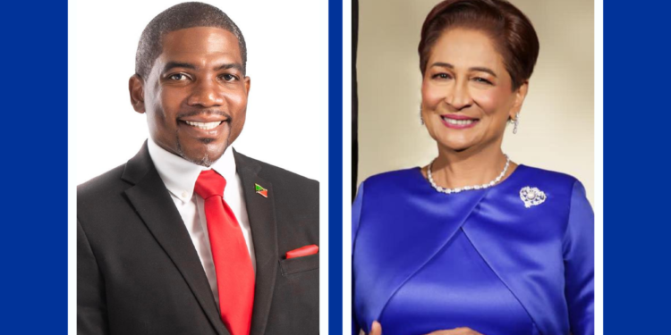 L-R Dr Terrance Drew, Chair CARICOM and Trinidad and Tobago Prime Minister Kamla Persad- Bissessar