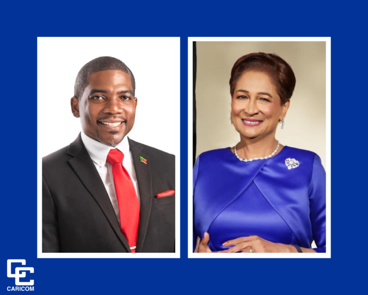 L-R Dr Terrance Drew, Chair CARICOM and Trinidad and Tobago Prime Minister Kamla Persad- Bissessar
