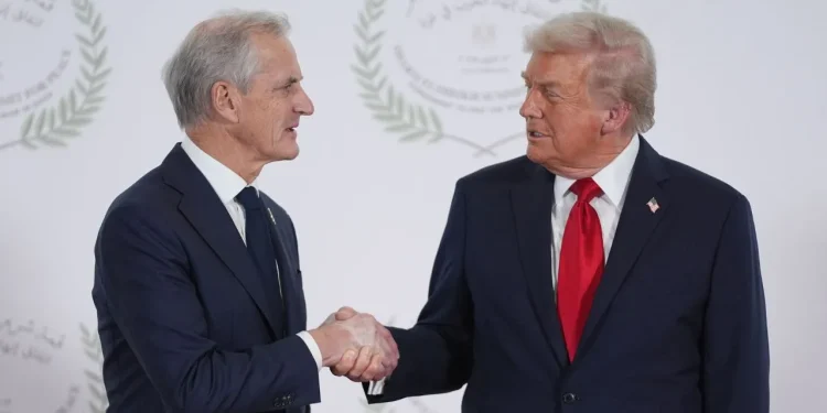 President Donald Trump and Prime Minister Jonas Gahr Store