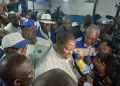 Central African President Faustin Archange Touadéra speaks to the media after being declare the winner of the presidential election in Bangui, Central African Republic (AP Photo/ Jean Fernand Koena)