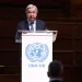 United Nations Secretary-General António Guterres speaks to mark the 80th anniversary of the founding of the U.N. General Assembly, at Methodist Central Hall, the site of the inaugural U.N. General Assembly, in London on Saturday.
Toby Shepheard/AFP via Getty Images