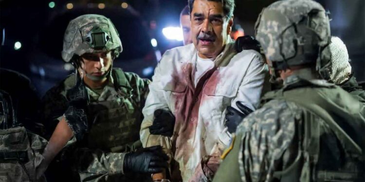 Venezuela President Nicolas Maduro being kidnapped by United States soldiers in Venezuela