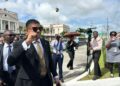 WIN Leader and now Leader of the Opposition Azruddin Mohamed as he's about to enter Parliament Building today (Jan 26, 2026) for the election as Leader of the Opposition (Stabroek News photo)