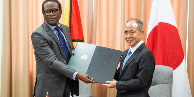Minister of Foreign Affairs and International Cooperation, Hugh Todd, and Japanese Ambassador to Guyana, His Excellency, Dr Akima Umezawa