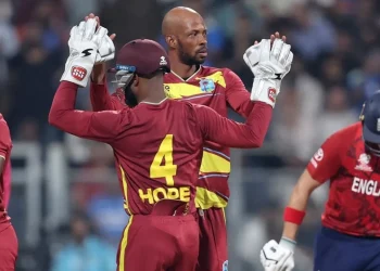 West Indies will hope their economical spinners, like Roston Chase, pick up more wickets•Getty Images