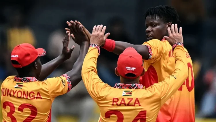 Blessing Muzarabani struck the first blow, off his first delivery  •  AFP/Getty Images