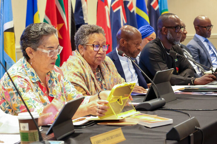 CARICOM Secretary-General, Dr. Carla Barnett (2nd, L) delivering remarks at the 16th Special Meeting of the Community Council of Minister, 24 February 2026, St. Kitts and Nevis.