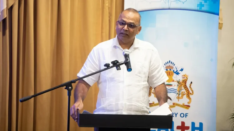 Minister of Health Dr Frank Anthony delivers an overview of the programme