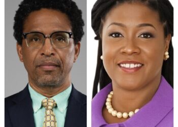 L-R APNU Lead Parliamentarian Dr. Terrence Campbell and FGM Parliamentarian Amanza Walton-Desir