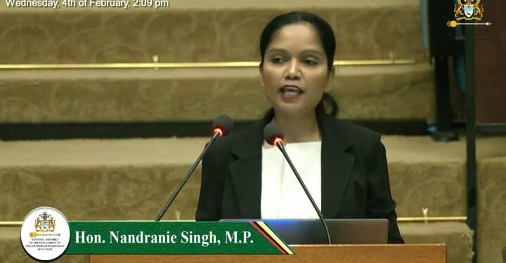 Nandranie Singh MP (WIN) making her presentation on the budget Feb 4, 2026