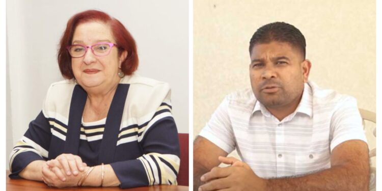 L-R Minister Gail Teixeira and Leader of the Opposition, Azruddin Mohamed